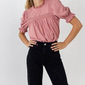 Free The Roses Smocking Yoke Shirt - Small